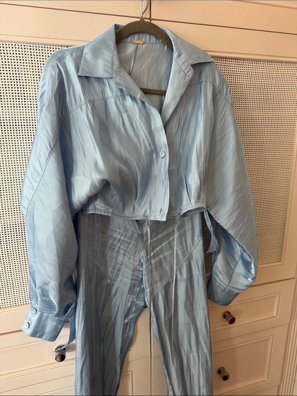 Cult Gaia Light Blue Set- Relaxed Collar Button Front